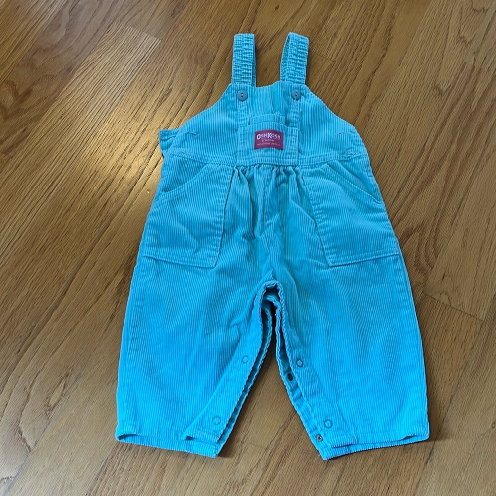 Oshkosh B’gosh vintage made in the USA corduroy overalls size 12 mo light aqua